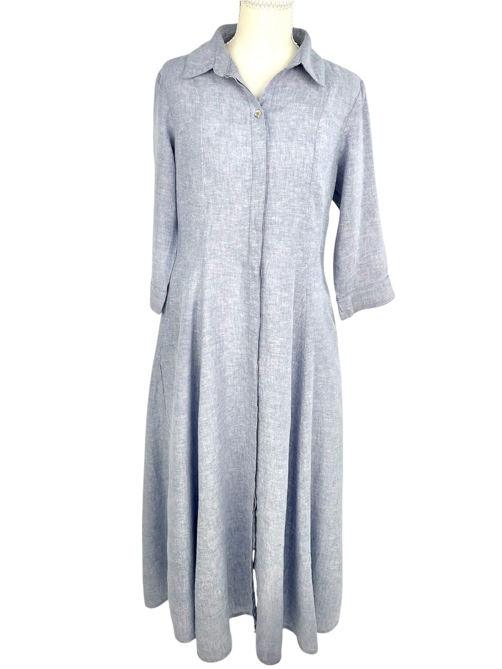 Joie Linen Blend Chambray Shirt Dress Maxi Light Blue Size Small